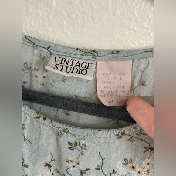 Vintage Studio 90s Dainty Floral Sack Maxi Dress Light Blue Womens Size 12 - Picture 5 of 9